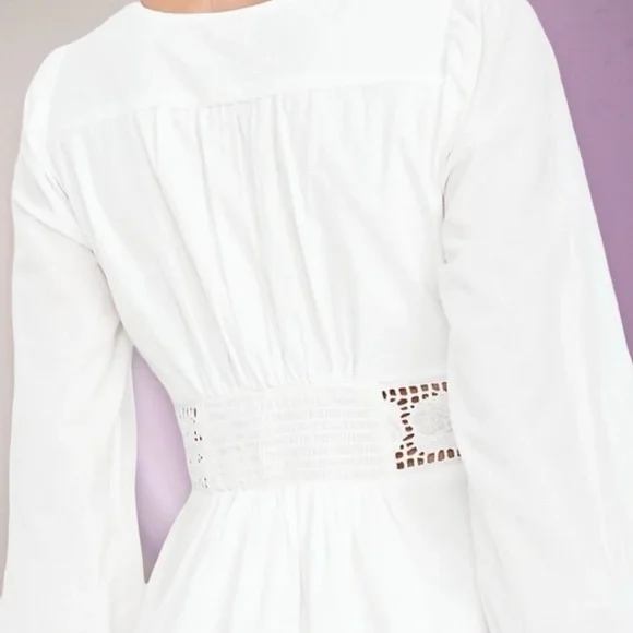 NWTS💓GAP OLD NAVY XL 💓CRISP WHITE COTTON TWILL CUT OUT LACE WAIST AND HEM DRESS - Picture 11 of 16